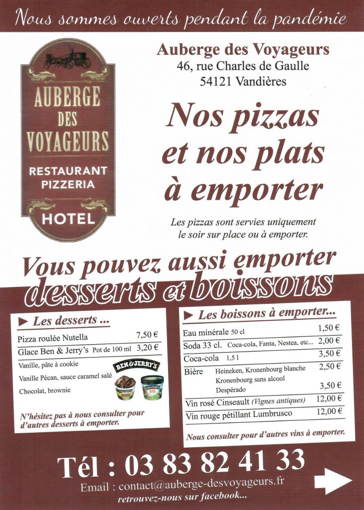 Nos pizzas et plats à emporter à Vandières (54)