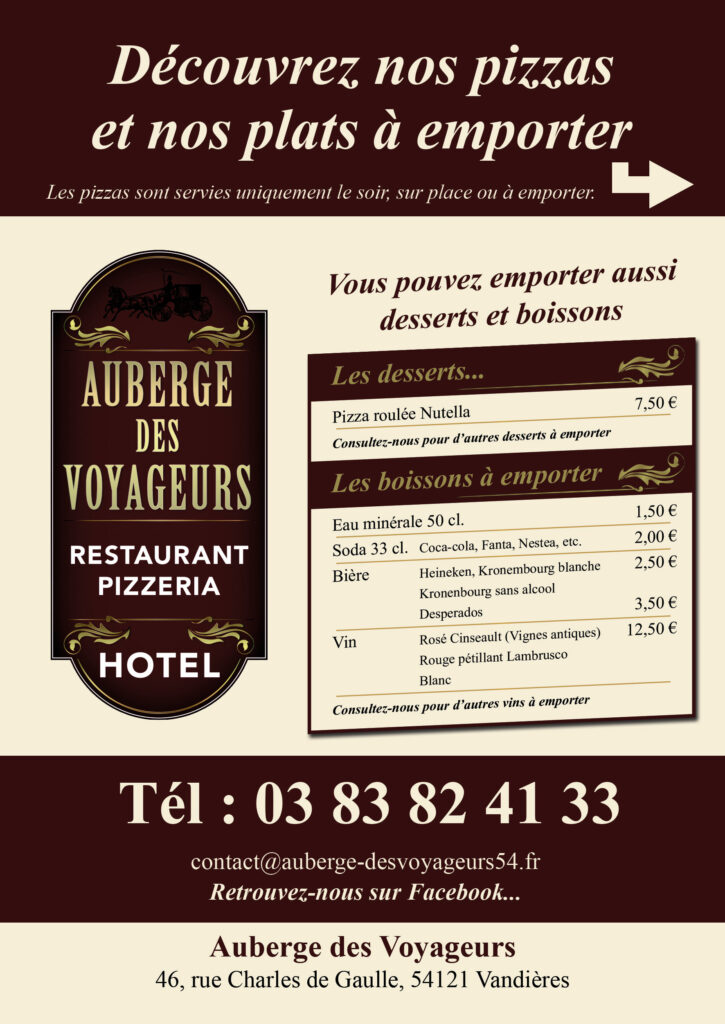 Nos pizzas et plats à emporter à Vandières (54)